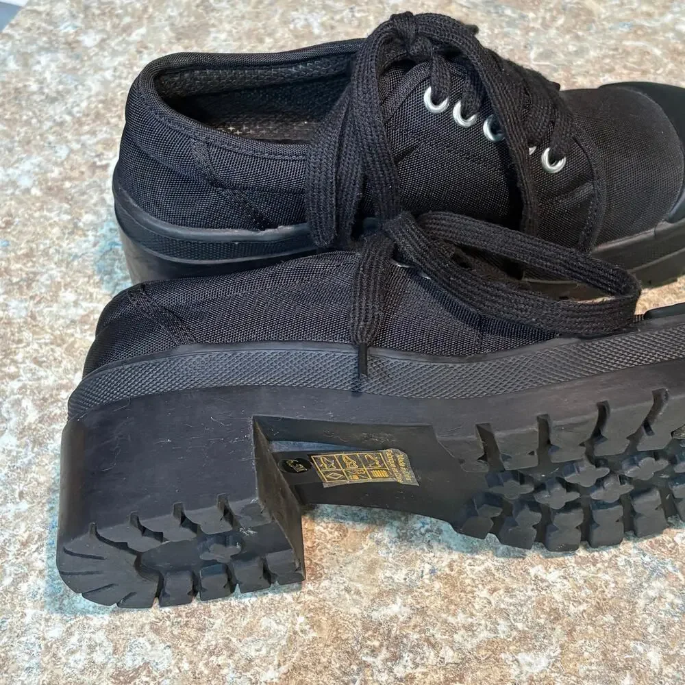 Jeffrey Campbell Black Punk Goth Lace Up Oxford Lug Platform Sneakers Size 6.5